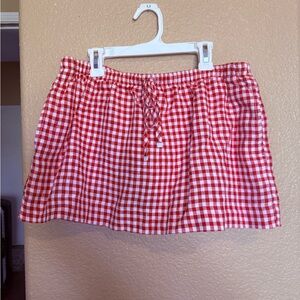 C&C California Red Checkered Skater Skirt